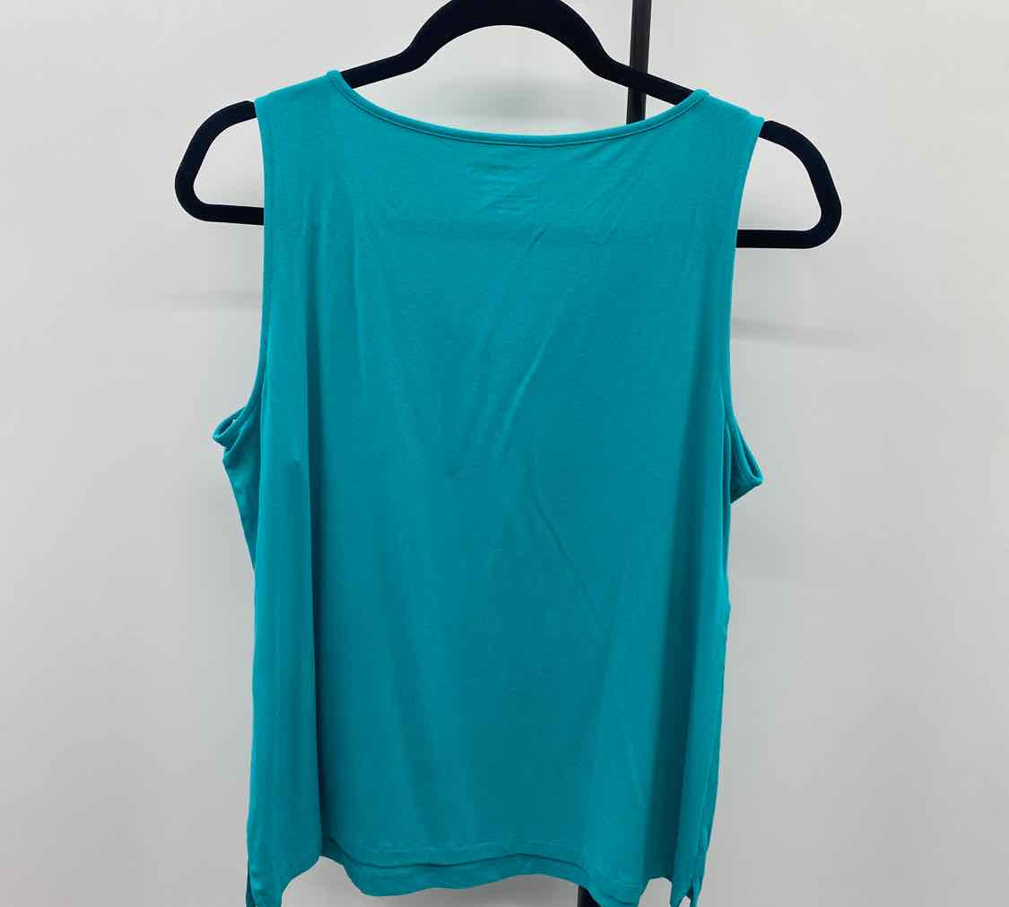 Chico's Women's Size M Teal Solid Sleeveless Shirt