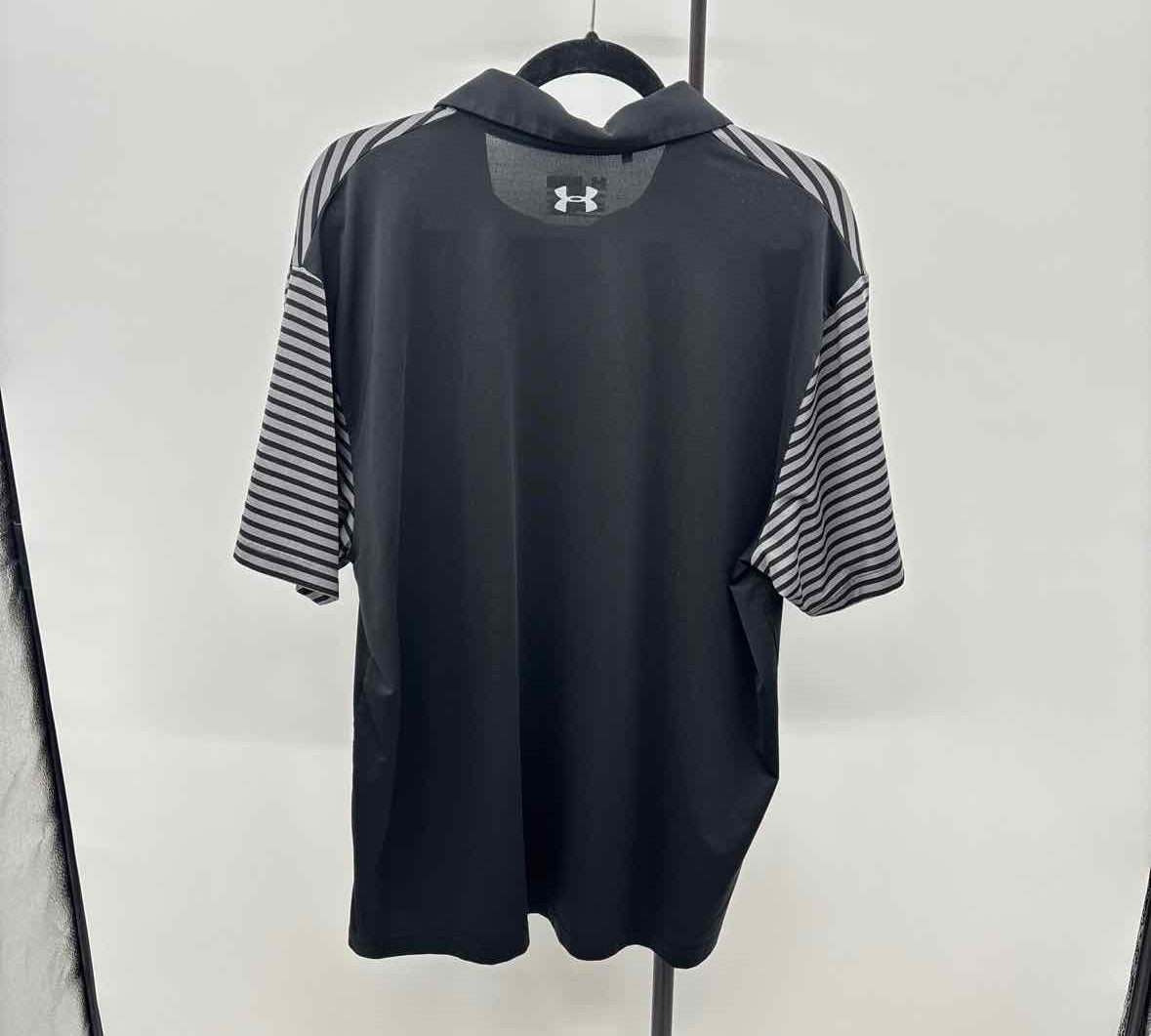 Under Armour Men's Size 2XL Black Striped Short Sleeve Shirt