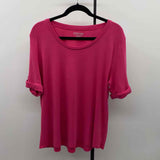 Chico's Women's Size XL Pink Solid Short Sleeve Shirt