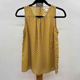 Loft Women's Size SP Mustard Yellow Floral Sleeveless Shirt