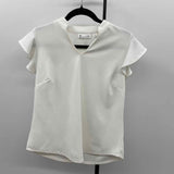New York & Co. Women's Size M White Solid Short Sleeve Shirt