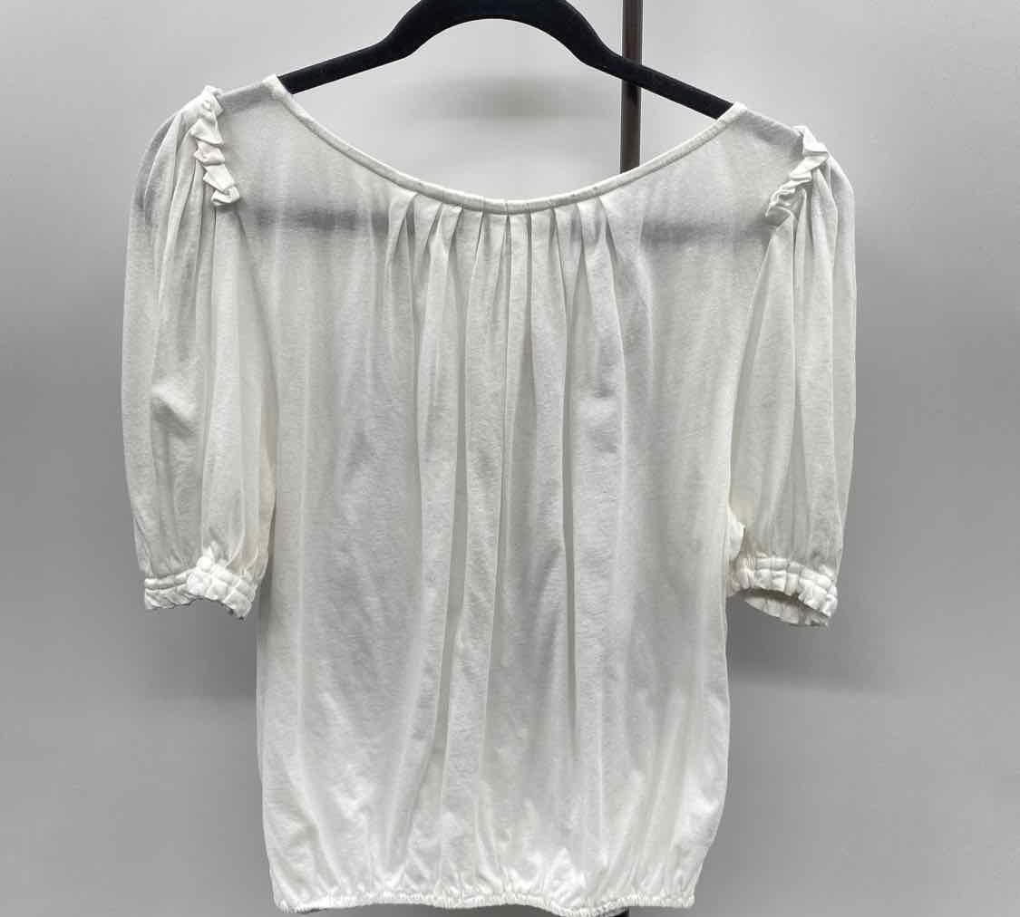 Loft Women's Size M White Solid Short Sleeve Shirt