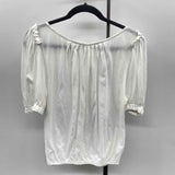 Loft Women's Size M White Solid Short Sleeve Shirt