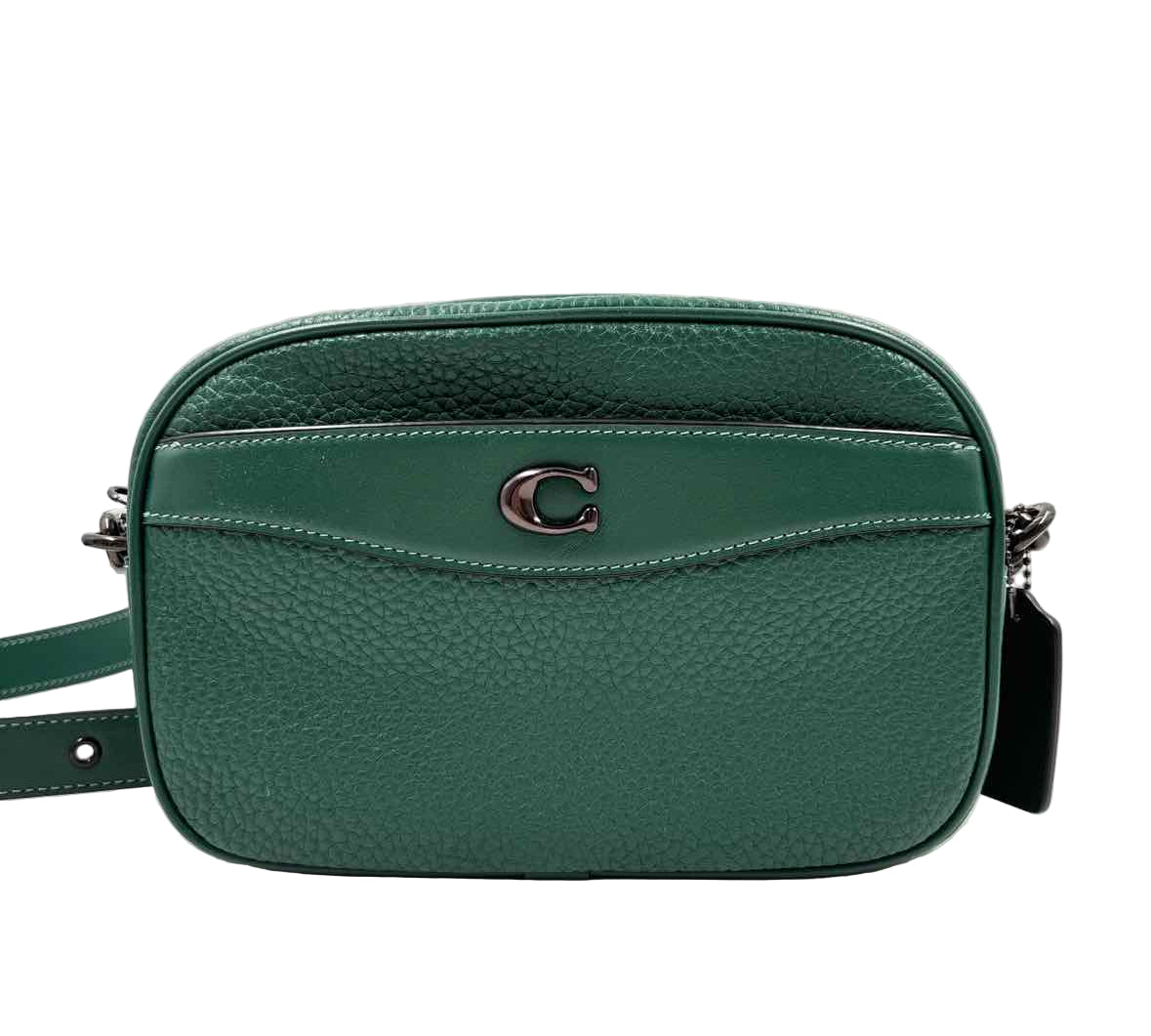 COACH Dark Pine Green Pebbled Leather CAMERA Bag Crossbody Purse