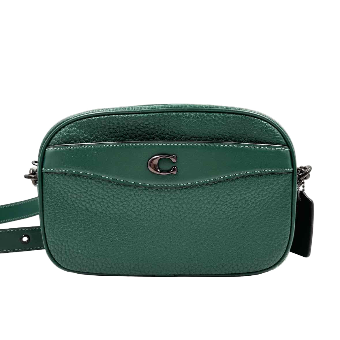 COACH Dark Pine Green Pebbled Leather CAMERA Bag Crossbody Purse