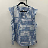 Talbots Women's Size 2X Blue Stripe Short Sleeve Shirt