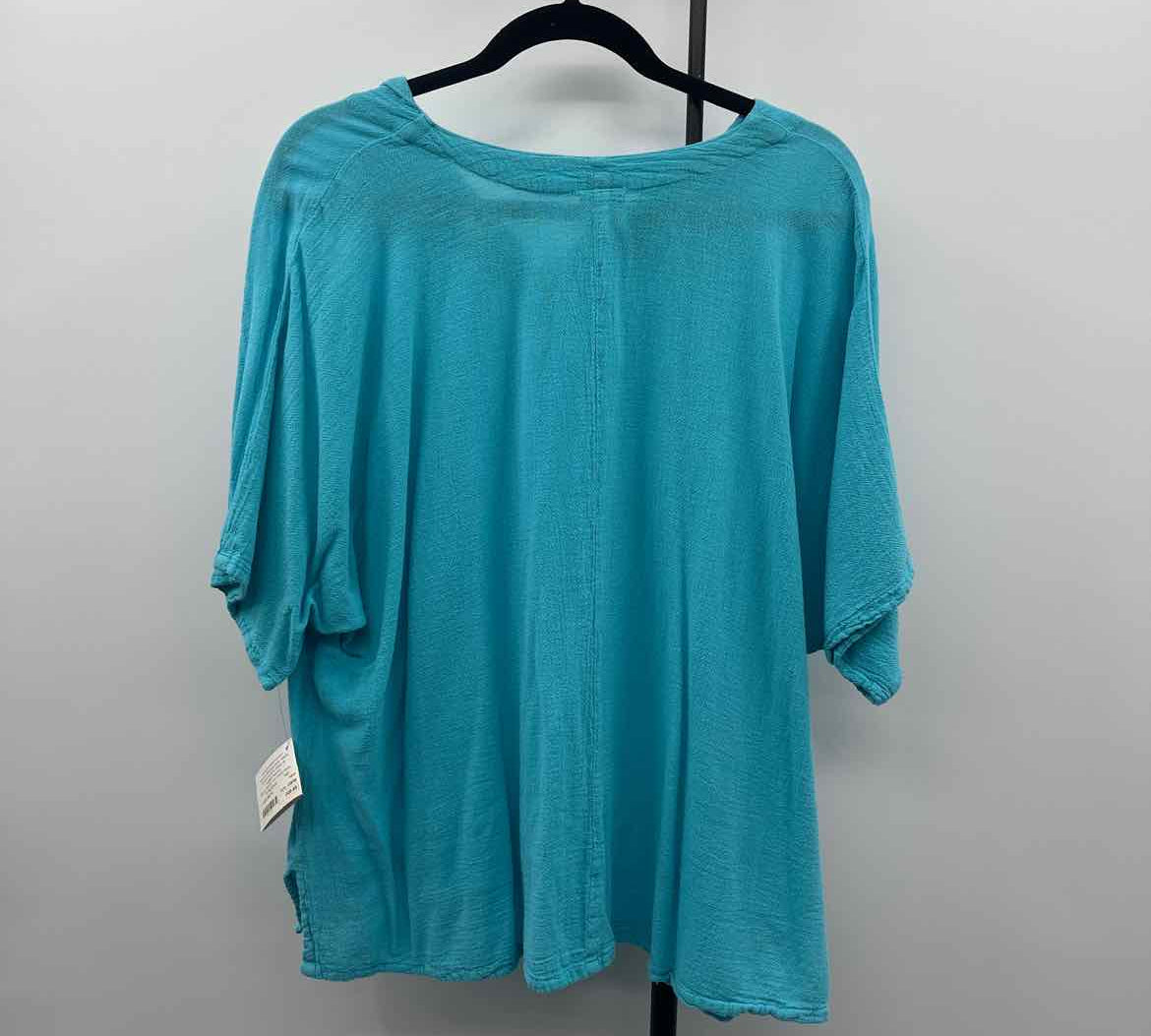 Oh My Gauze Women's Size One Size Aqua Textured Short Sleeve Shirt