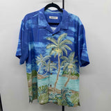 Tommy Bahama Men's Size L Blue Palm Trees Short Sleeve Shirt