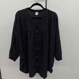 Like Love Women's Size 3X Black Solid Long Sleeve Shirt
