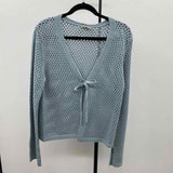 Hem & Thread Women's Size M Green Open Weave Cardigan