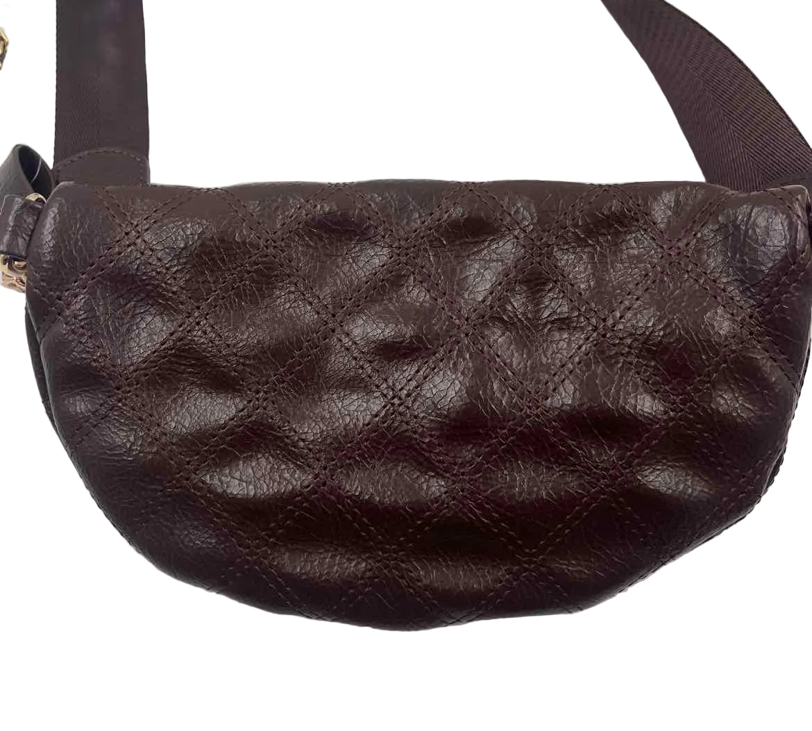 URBAN EXPRESSIONS Crosshatched Stitched Vegan Leather Belt Bag / Crossbody Purse