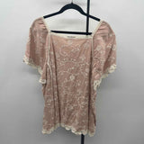 Democracy Women's Size 2X Tan Embroidered Short Sleeve Shirt