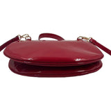Bottom FRANCES VALENTINE Red Patent Leather Flap Front Handled Purse w/Crossbody