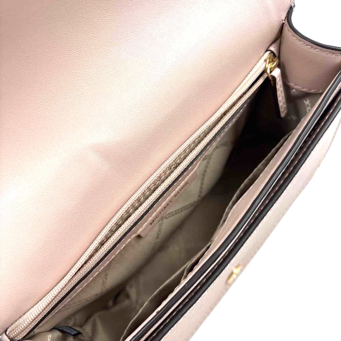 Interior MICHAEL KORS Blush Pink Leather FULL FLAP Crossbody Purse