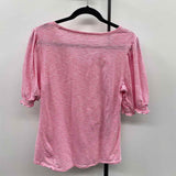 Talbots Women's Size LP Pink Stripe Short Sleeve Shirt