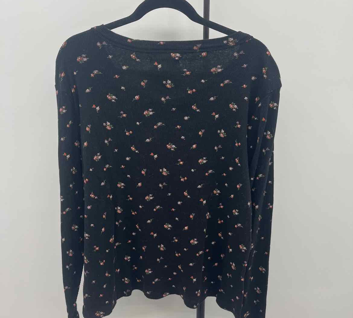 Lucky Brand Women's Size XXL Black Floral Long Sleeve Shirt