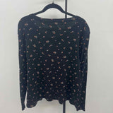 Lucky Brand Women's Size XXL Black Floral Long Sleeve Shirt