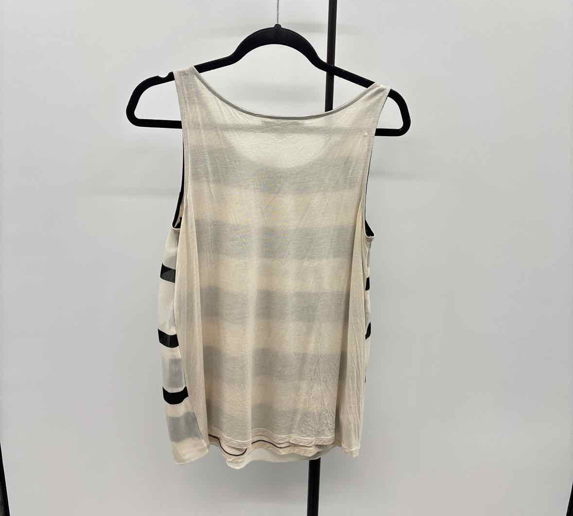 Loft Women's Size M Beige Stripe Sleeveless Shirt