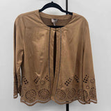 Chico's Women's Size L Tan Eyelet Jacket