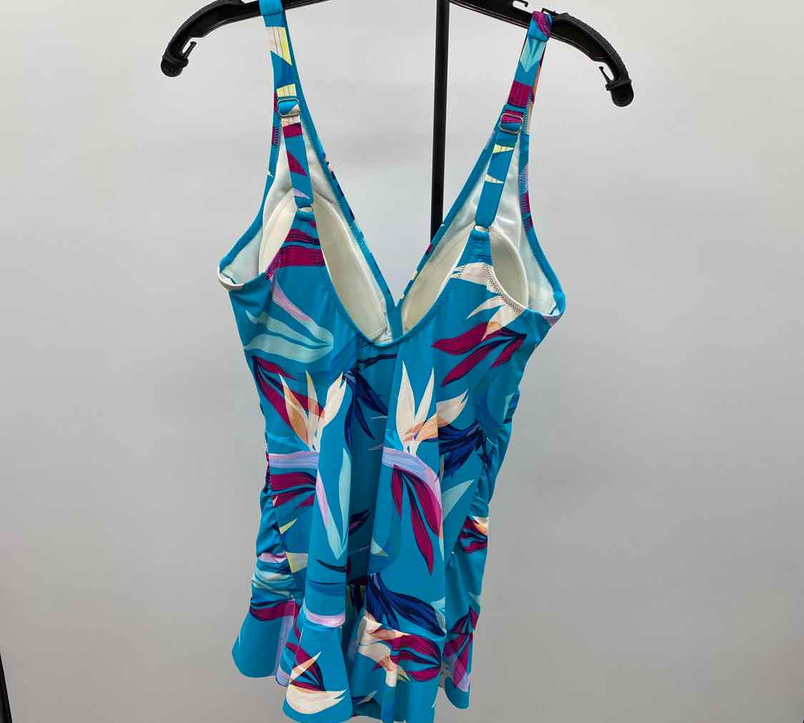Profile Women's Size XL Turquoise Floral Swimsuit - 1 Piece