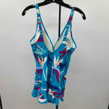 Profile Women's Size XL Turquoise Floral Swimsuit - 1 Piece