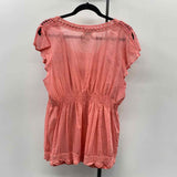 Natural Impressions Women's Size XL coral Solid Short Sleeve Shirt