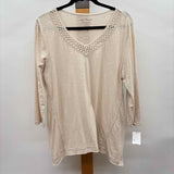 Chico's Women's Size M Beige Heathered Long Sleeve Shirt