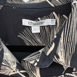 Chico's Women's Size M Black Floral Long Sleeve Shirt