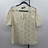 Lane Bryant Women's Size L Ivory Eyelet Short Sleeve Shirt