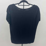 Tahari Women's Size M Black Solid Short Sleeve Shirt