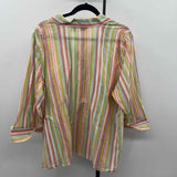 Richard Malcolm Women's Size 2X Green Stripe Long Sleeve Shirt