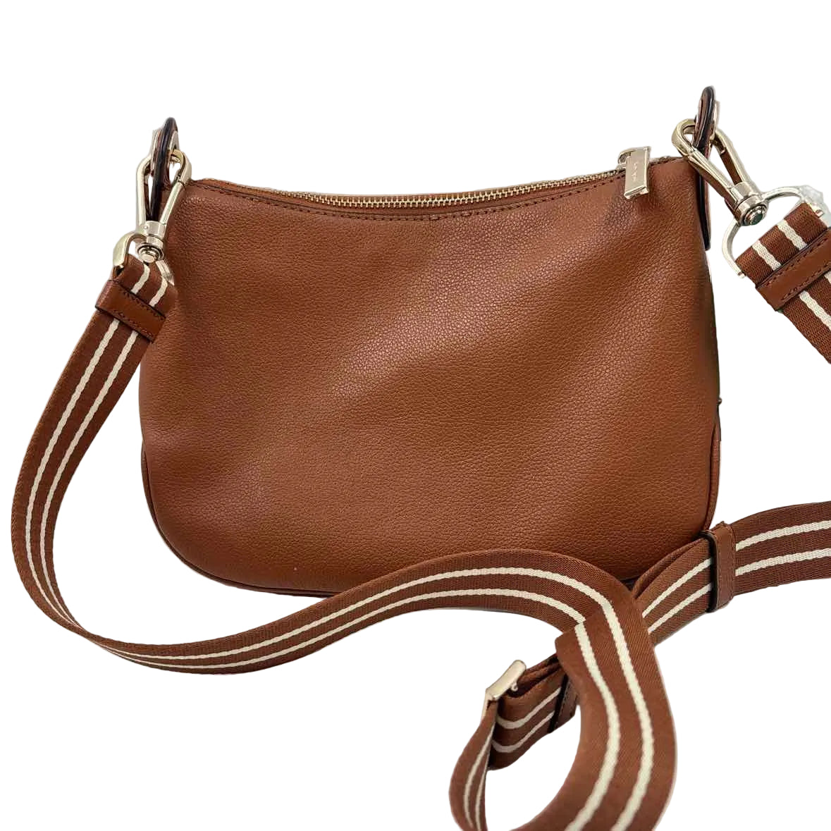 Back KATE SPADE Brown Leather ROSIE Crossbody Purse w/Cream & Brown Guitar Strap