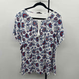 Lane Bryant Women's Size L Blue Floral Short Sleeve Shirt