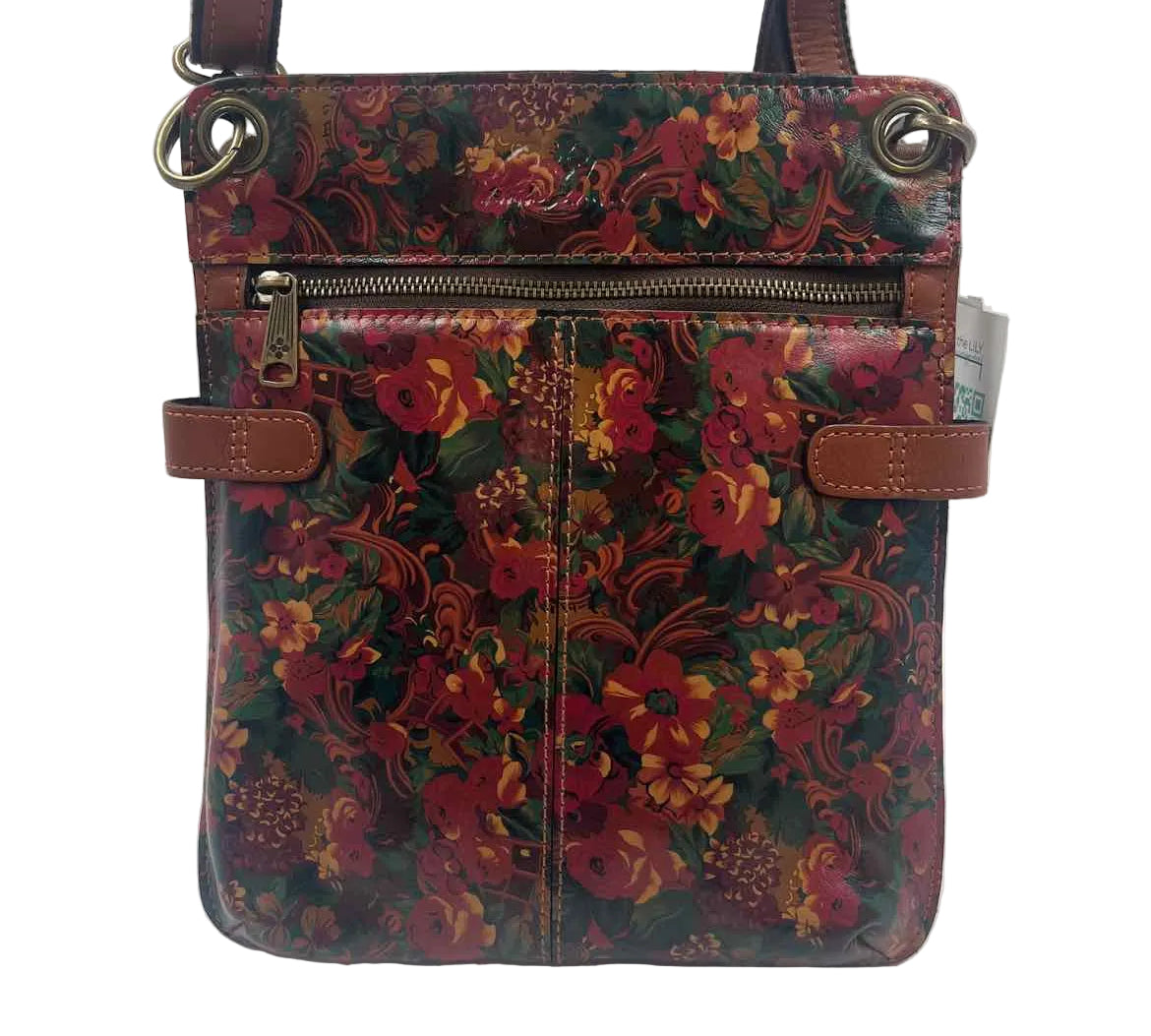 PATRICIA NASH Red & Multi RUSTIC NATURE Floral Print Leather PRIZZI Crossbody Purse