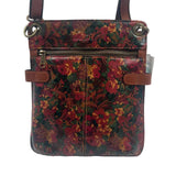 PATRICIA NASH Red & Multi RUSTIC NATURE Floral Print Leather PRIZZI Crossbody Purse