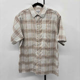 Haggar Men's Size M Brown Plaid Short Sleeve Shirt