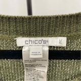 Chico's Women's Size L/XL Green Solid Sweater