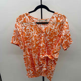 anybody Women's Size L Orange Floral Short Sleeve Shirt