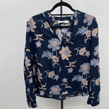 Loft Women's Size S Navy Floral Long Sleeve Shirt