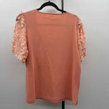 Chico's Women's Size L Peach Floral Short Sleeve Shirt