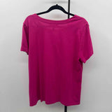 Karen Scott Women's Size XL Fuschia Solid Short Sleeve Shirt