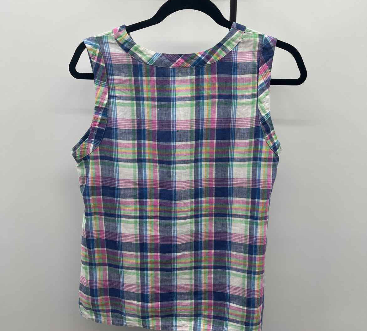Talbots Women's Size S Blue Plaid Sleeveless Shirt