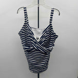 Lands End Women's Size 16 Navy Stripe Swimsuit - 2 Piece