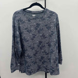 Lands End Women's Size 1X Navy Leaf Long Sleeve Shirt