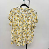 Bobeau Women's Size L Yellow Floral Short Sleeve Shirt