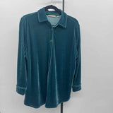 Soft Surroundings Women's Size LP Teal Solid Long Sleeve Shirt