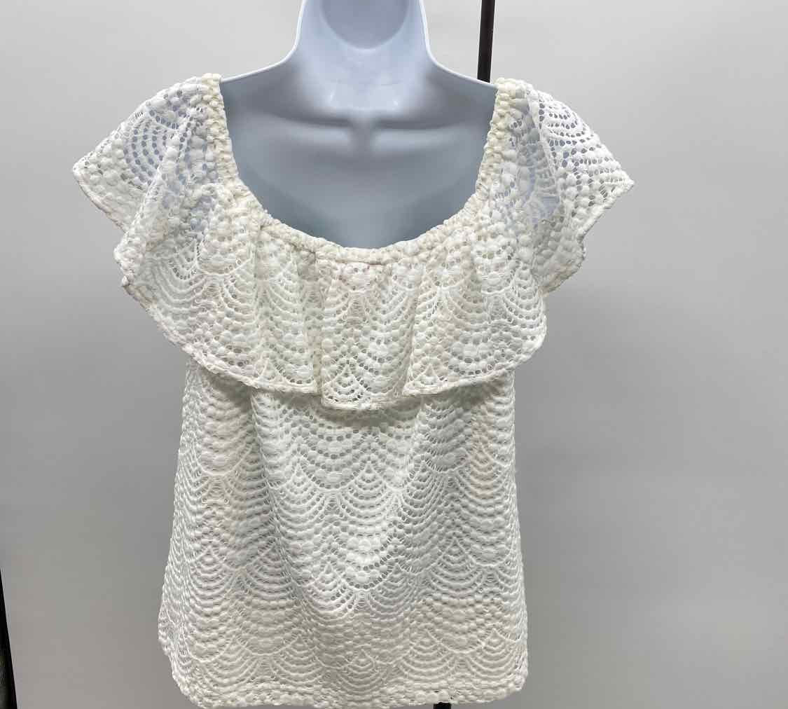 Lilly Pulitzer Women's Size S White Open Weave Short Sleeve Shirt
