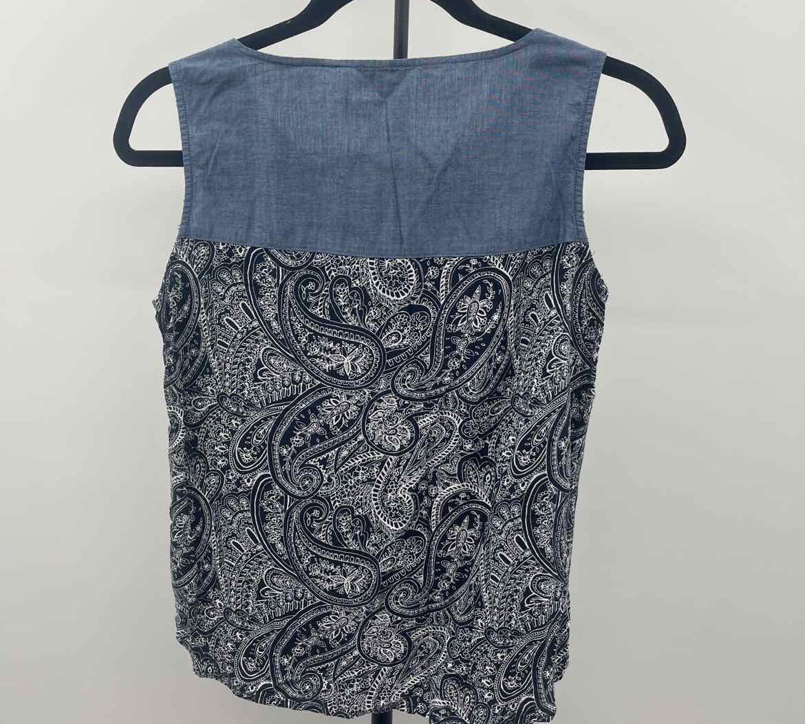 Talbots Women's Size XS Navy Paisley Sleeveless Shirt