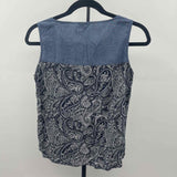 Talbots Women's Size XS Navy Paisley Sleeveless Shirt