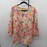 Talbots Women's Size 3X Pink Floral Long Sleeve Shirt
